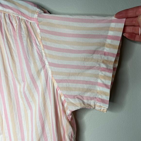 J. Crew women's Soft Pink Striped Camp Shirt Short Sleeve Button Up Plus Size 18 - Picture 3 of 8
